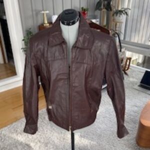 Vintage 1970's - Sears Brown Leather Jacket - 40 / M
